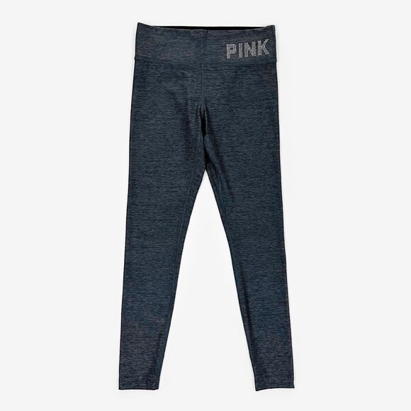 PINK Victoria's Secret Ultimate Leggings Small Gray Rhinestone Logo Lounge - Picture 1 of 2